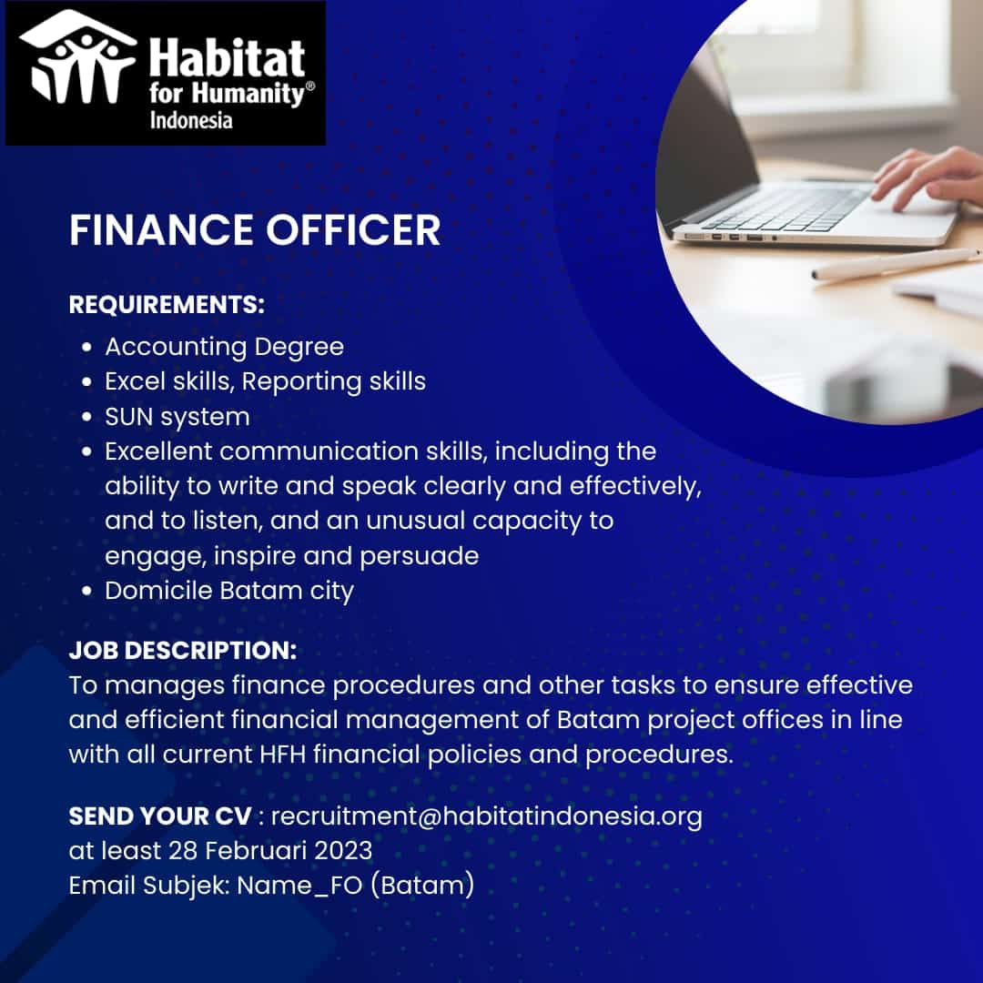Lowongan Pekerjaan FINANCE OFFICER – Habitat Indonesia