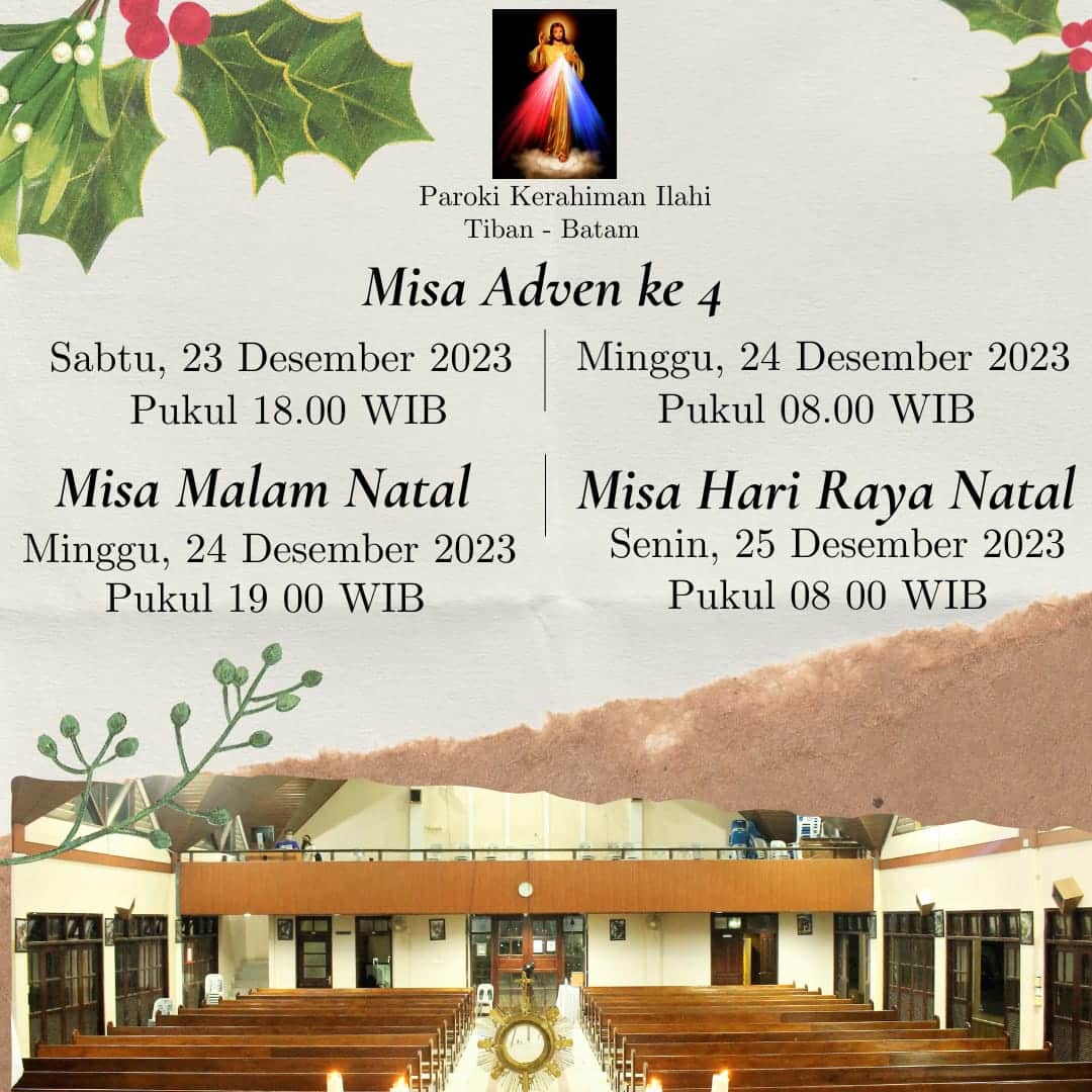 Jadwal Misa Malam Natal dan Hari Raya Natal 2023